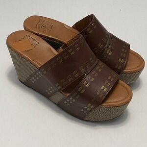 Lucky Brand Women's Y2K Faux Leather Platform Wedge Sandals  Boho Indie Festival